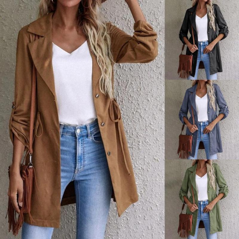 Women' Jackets Eye-catching Women Coat Solid Color Polyester Lapel Collar Outerwear For Daily Use, Blue
Women' Jackets Eye-catching Women Coat Solid Color Polyester Lapel Collar Outerwear For Daily Use, Blue