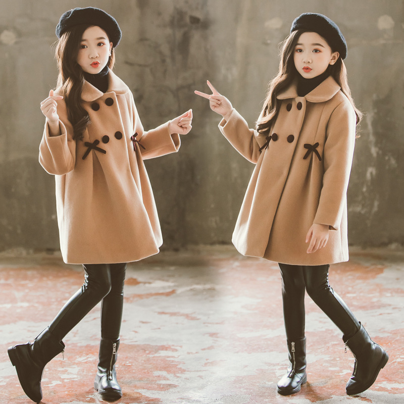 Coat Winter Kid Girls Autumn Warm Woolen Overcoat Cute Bow Cotton Padding Thick Baby Girl Outerwear Jacket Kids Clothes 221130, Khaki
Coat Winter Kid Girls Autumn Warm Woolen Overcoat Cute Bow Cotton Padding Thick Baby Girl Outerwear Jacket Kids Clothes 221130, Khaki