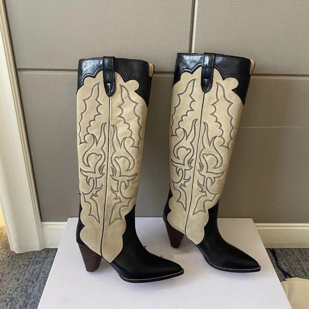 Paris Shoes Isabel Boots Marant Leila Leather Suede Cowboy Boots Fashion Show Perfect Knee-high, As picture
Paris Shoes Isabel Boots Marant Leila Leather Suede Cowboy Boots Fashion Show Perfect Knee-high, As picture
