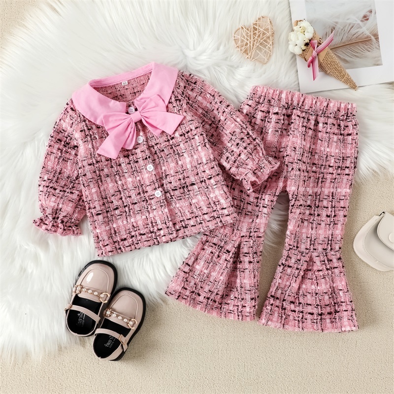 Clothing Sets 0 4Y Kids Girls Autumn Clothes Long Sleeve Bowknot Collar Button Tops Flare Pants Children Elegant Outfits 221130, Pink
Clothing Sets 0 4Y Kids Girls Autumn Clothes Long Sleeve Bowknot Collar Button Tops Flare Pants Children Elegant Outfits 221130, Pink