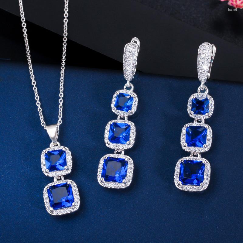Necklace Earrings Set CWWZircons Elegant Square Royal Blue Cubic Zirconia Dangle Drop Pendant Ladies Costume T354, Picture shown
Necklace Earrings Set CWWZircons Elegant Square Royal Blue Cubic Zirconia Dangle Drop Pendant Ladies Costume T354, Picture shown