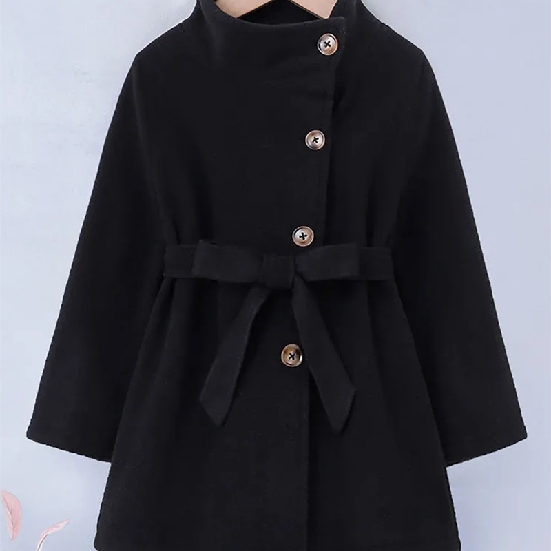 Coat Girls Jackets Spring Fall Winter Clothing Single breasted Kids Plus Velvet Thick Woolen Pure Black Belted Overcoat 221130
Coat Girls Jackets Spring Fall Winter Clothing Single breasted Kids Plus Velvet Thick Woolen Pure Black Belted Overcoat 221130