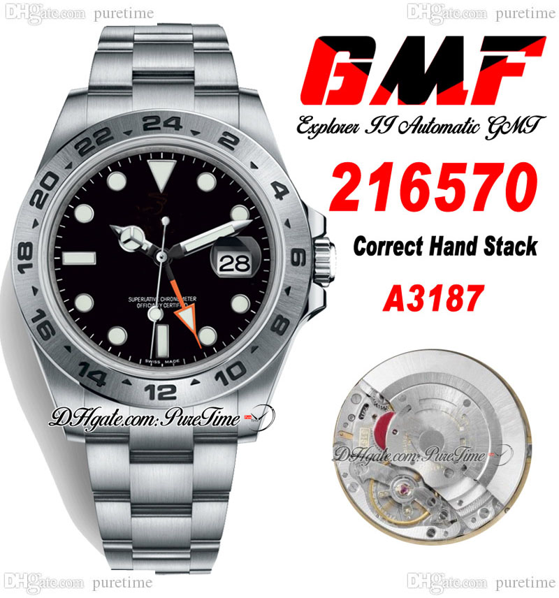 GMF V4 Explorer II A3187 Automatic Mens Watch GMT M216570-0002 42mm Black Dial 904L Oystersteel Bracelet Super Edition Watches Correct Hand Stack Puretime
GMF V4 Explorer II A3187 Automatic Mens Watch GMT M216570-0002 42mm Black Dial 904L Oystersteel Bracelet Super Edition Watches Correct Hand Stack Puretime