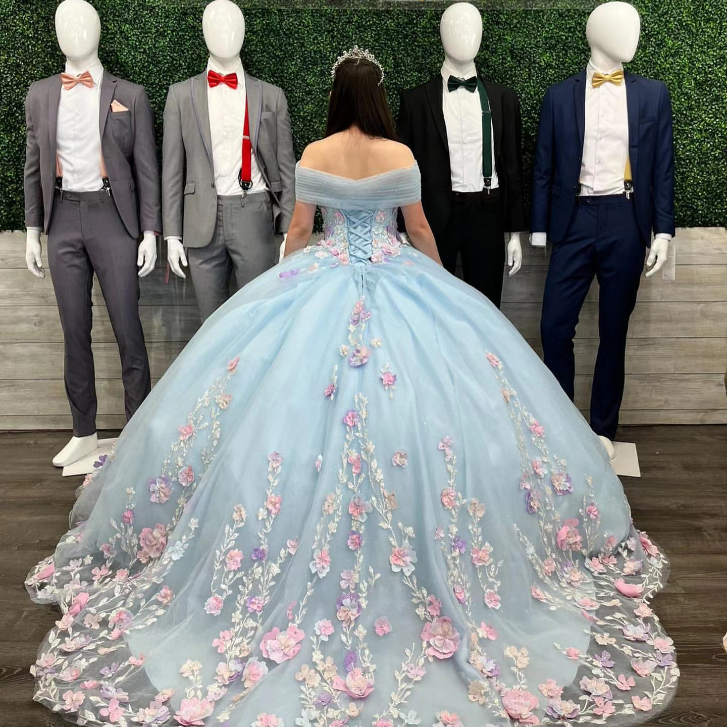 Light Blue Quinceanera Dresses For Sweet 16 Girls Appliques 3D Flowers Beads Sweetheart Ball Gowns 15 vestidos de fiesta