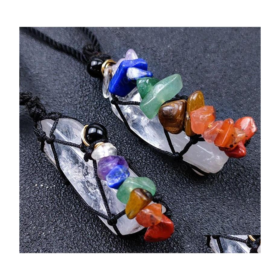 Pendant Necklaces 7 Chakra Irregar Stones Yoga Healing Energy Weaving Rope Pendant Natural Crystal Cylinder Crushed Stone Meditation Dhgei
Pendant Necklaces 7 Chakra Irregar Stones Yoga Healing Energy Weaving Rope Pendant Natural Crystal Cylinder Crushed Stone Meditation Dhgei