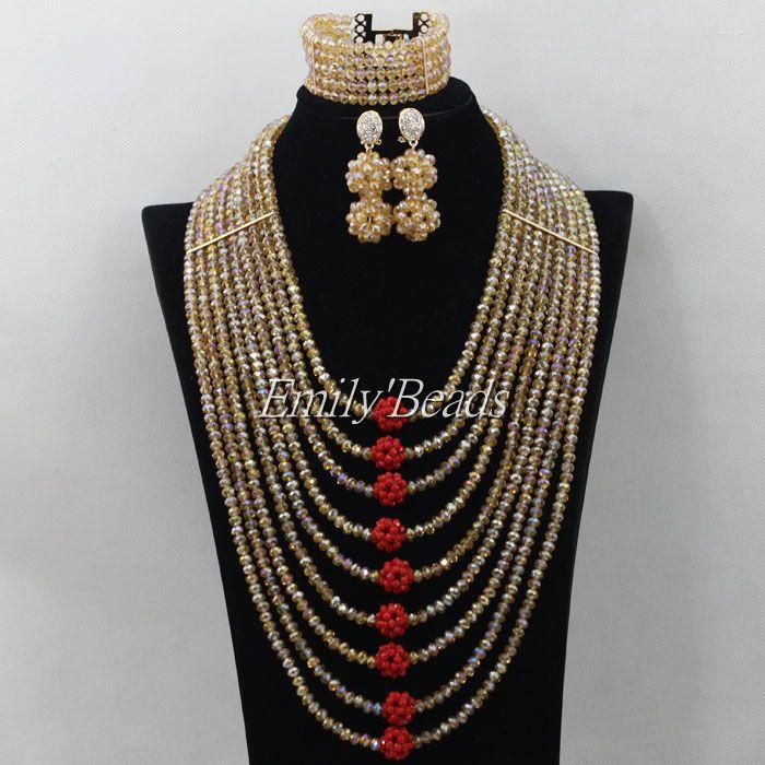 Necklace Earrings Set Latest Design Gold Red African Wedding Bridal Jewelry Crytal Beads Braided Fashion Women AIJ149, Picture shown
Necklace Earrings Set Latest Design Gold Red African Wedding Bridal Jewelry Crytal Beads Braided Fashion Women AIJ149, Picture shown