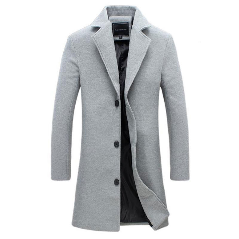 Men's Jackets Fashion Men Wool Blends Mens Casual Business Trench Coat Leisure Overcoat Long Sleeve Solid Color Stylish Formal Coats 221130