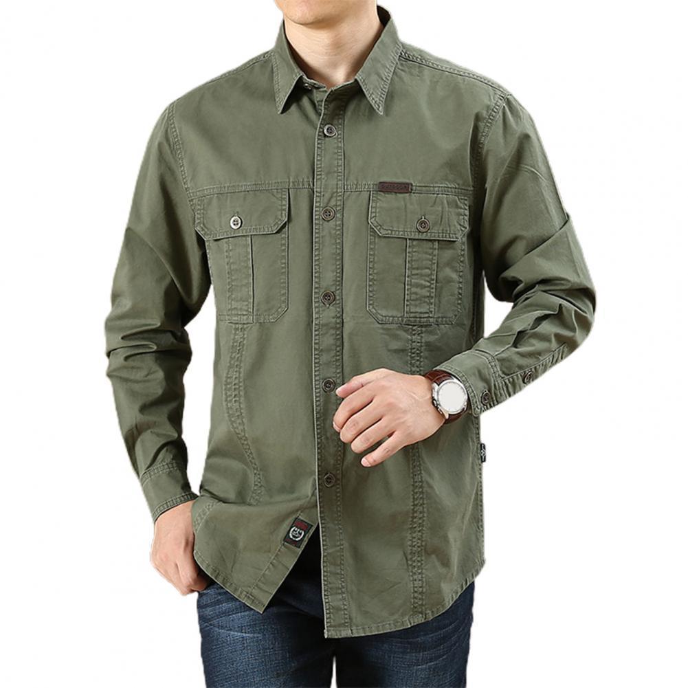 Men's Casual Shirts Spring Autumn Denim Men Long Sleeve 100% Cotton Camiseta Masculina Army Military 221130, Khaki short sleeve 1
Men's Casual Shirts Spring Autumn Denim Men Long Sleeve 100% Cotton Camiseta Masculina Army Military 221130, Khaki short sleeve 1