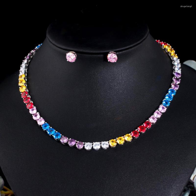 Necklace Earrings Set CWWZircons Iced Out Cubic Zircon Shiny Round Colorful CZ Stone Tennis Chain And Women Party T645, Picture shown
Necklace Earrings Set CWWZircons Iced Out Cubic Zircon Shiny Round Colorful CZ Stone Tennis Chain And Women Party T645, Picture shown