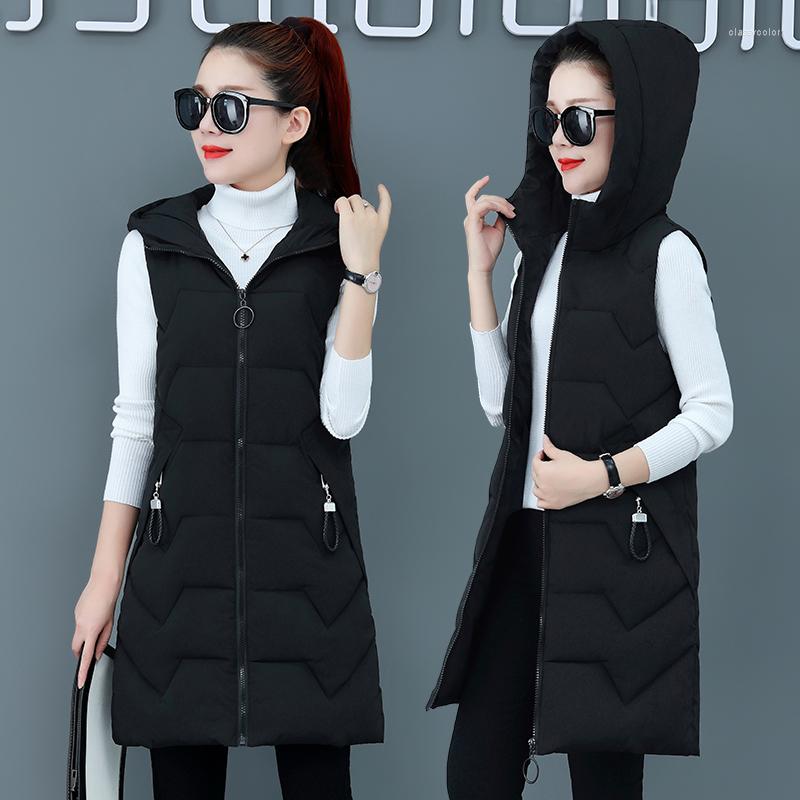 Women's Vests 2022 Fashion Winter Women Casual Female Vest Warm Sleeveless Loose Waistcoat Padded Jacket Outerwear, Black