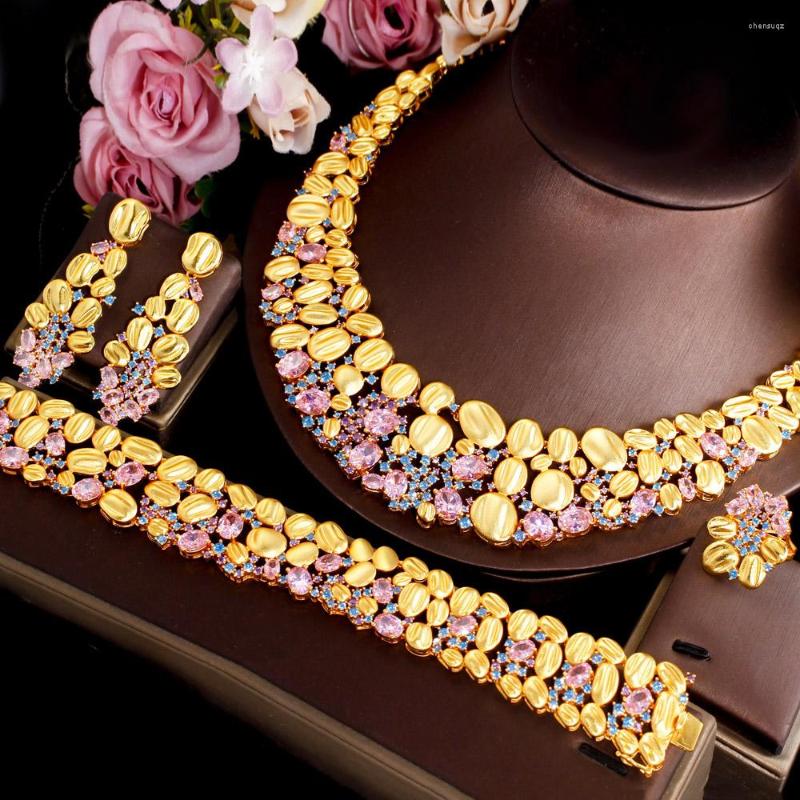 Necklace Earrings Set CWWZircons 4pcs African Cubic Zirconia Large Women Wedding Party Dubai Gold Plated Luxury For Brides T643, Picture shown
Necklace Earrings Set CWWZircons 4pcs African Cubic Zirconia Large Women Wedding Party Dubai Gold Plated Luxury For Brides T643, Picture shown