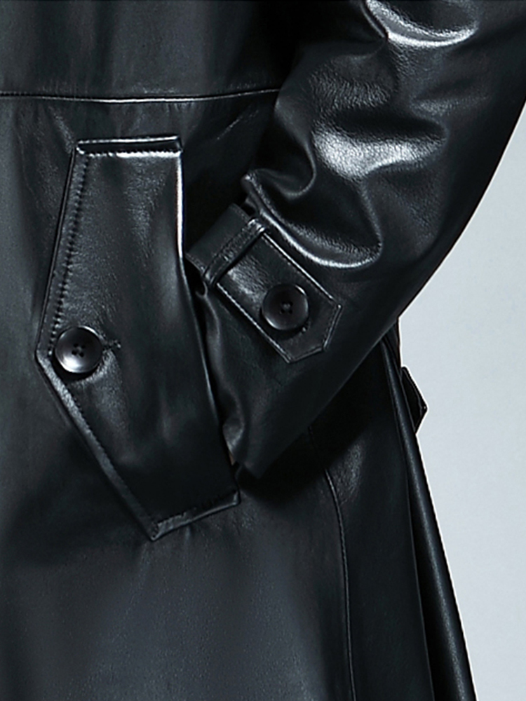 Men's Leather Faux Mauroicardi Spring Autumn Long Cool Waterproof Black Pu Trench Coat Men Double Breasted Plus Size Outerwear 4xl 5xl 221201