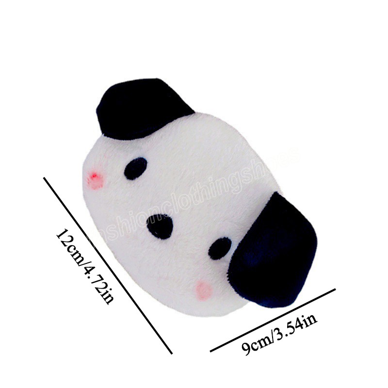 Cartoon Cute Dog Face Coin Purse Case Mini Children Coin Bags Soft Plush Black And White Puppy Purses With Zipper
