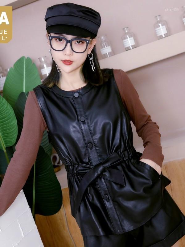 Women's Vests Sheepskin Round Fit Neck Slim Waistcoat Office Lady Single-Breasted Bow Real Leather Sleeveless Jacket Autumn Winter Women, Black
Women's Vests Sheepskin Round Fit Neck Slim Waistcoat Office Lady Single-Breasted Bow Real Leather Sleeveless Jacket Autumn Winter Women, Black