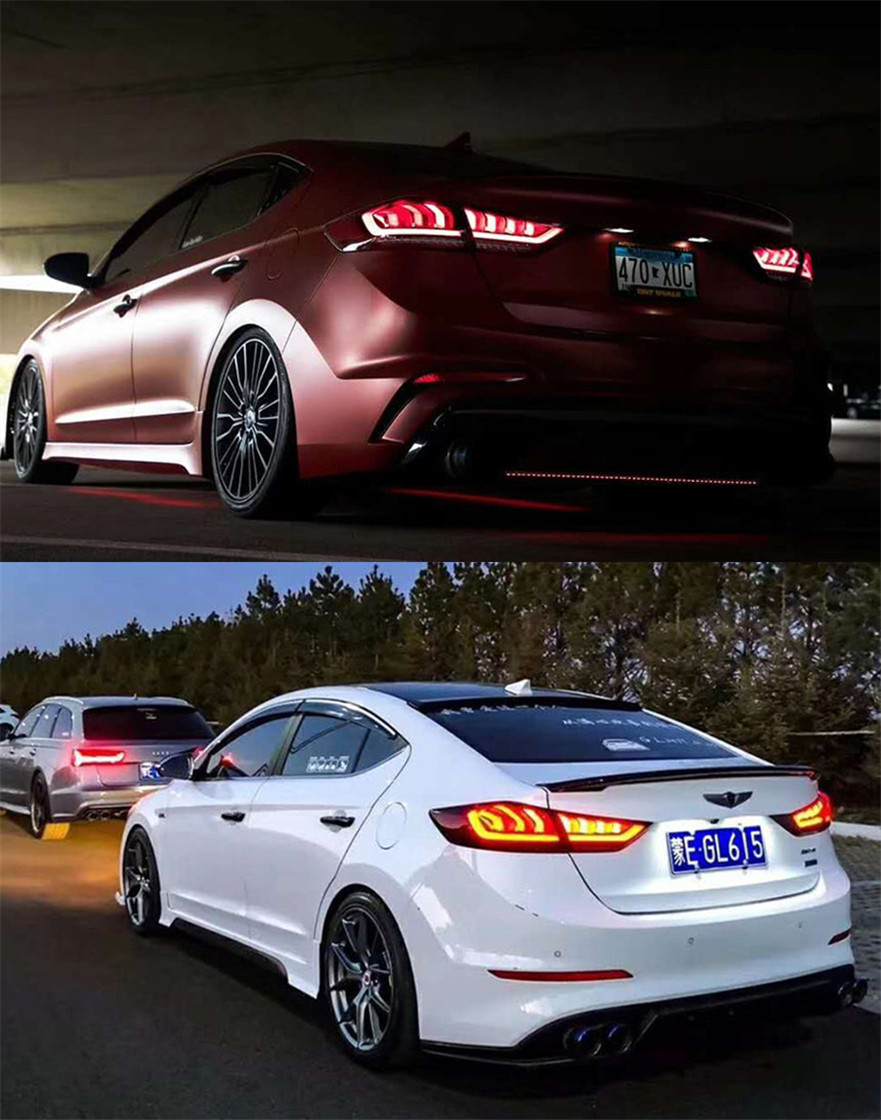 2 Colors LED Taillights for Elantra 20 16-20 20 DRL Turn Signal Lights Rear Brake Reversing Tail Light Assembly