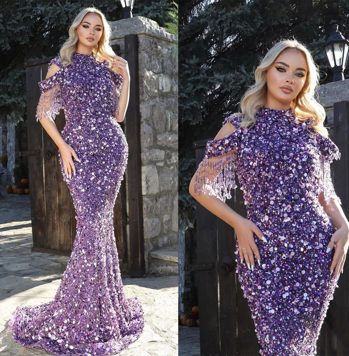 Stunning Purple Mermaid Prom Dresses Tassels Sequined Beading Party Dresses High Neck Custom Made Evening Dress, Light purple
Stunning Purple Mermaid Prom Dresses Tassels Sequined Beading Party Dresses High Neck Custom Made Evening Dress, Light purple