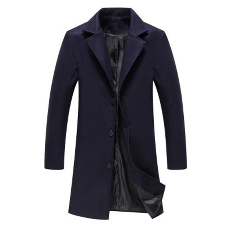 Men's Jackets Fashion Men Wool Blends Mens Casual Business Trench Coat Leisure Overcoat Long Sleeve Solid Color Stylish Formal Coats 221130