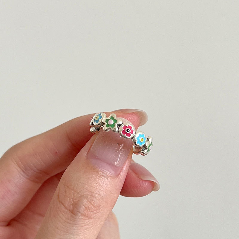 925 Sterling Silver Enamel Flower Open Size Ring For Women Girls Cute 6MM Width Statement Adjustable Rings
925 Sterling Silver Enamel Flower Open Size Ring For Women Girls Cute 6MM Width Statement Adjustable Rings