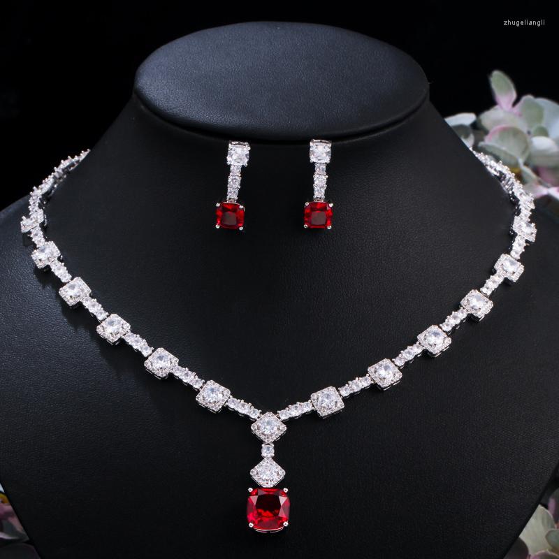 Necklace Earrings Set CWWZircons Chic Round And Square Cut Red Cubic Zirconia Women Wedding Party Jewelry Elegant Earring For Brides T454, Picture shown
Necklace Earrings Set CWWZircons Chic Round And Square Cut Red Cubic Zirconia Women Wedding Party Jewelry Elegant Earring For Brides T454, Picture shown