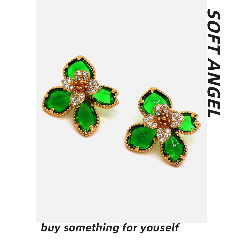 Handmade Emerald Flowers Stud Earrings gemstone Earrings For Women Bohemian Wedding Jewelry Accessories
Handmade Emerald Flowers Stud Earrings gemstone Earrings For Women Bohemian Wedding Jewelry Accessories