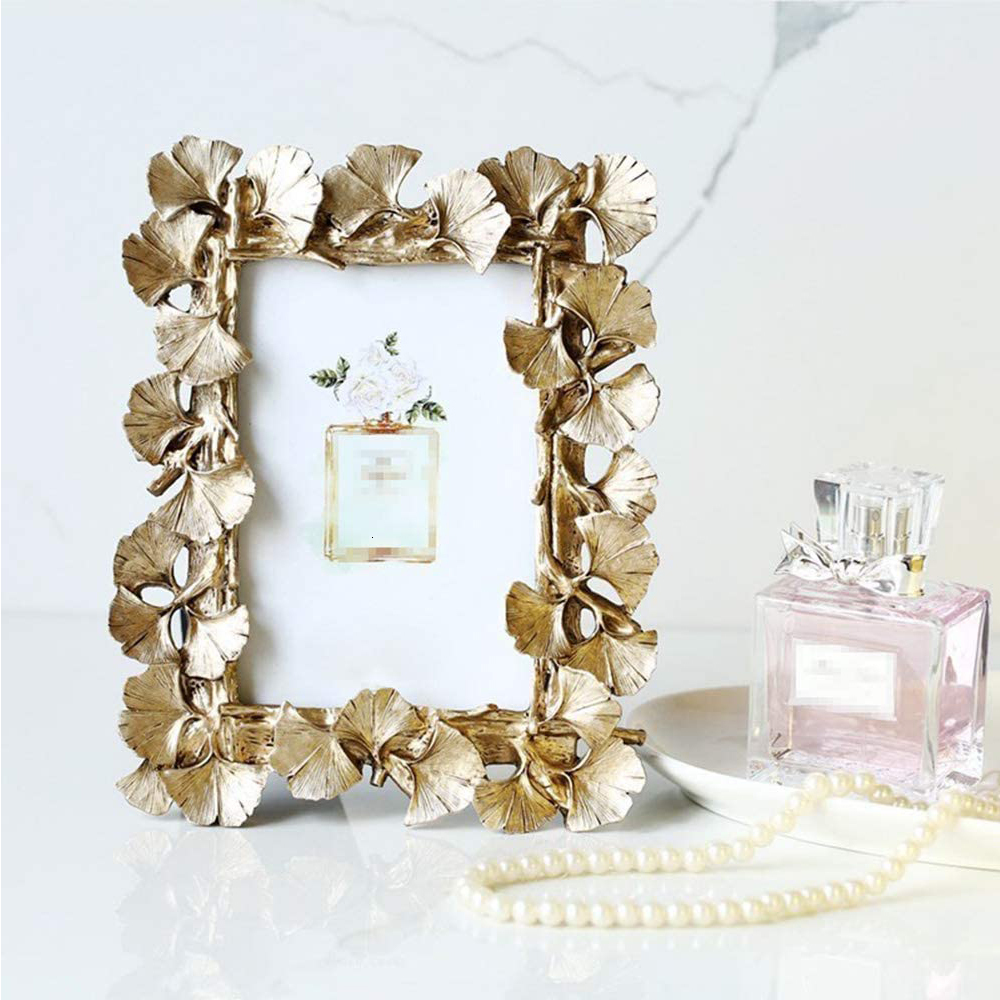 Frames Creative Retro Golden Picture American Ginkgo Leaf Suitable for Decorative Painting 4 6 Inch Po Frame 221201 H260306
