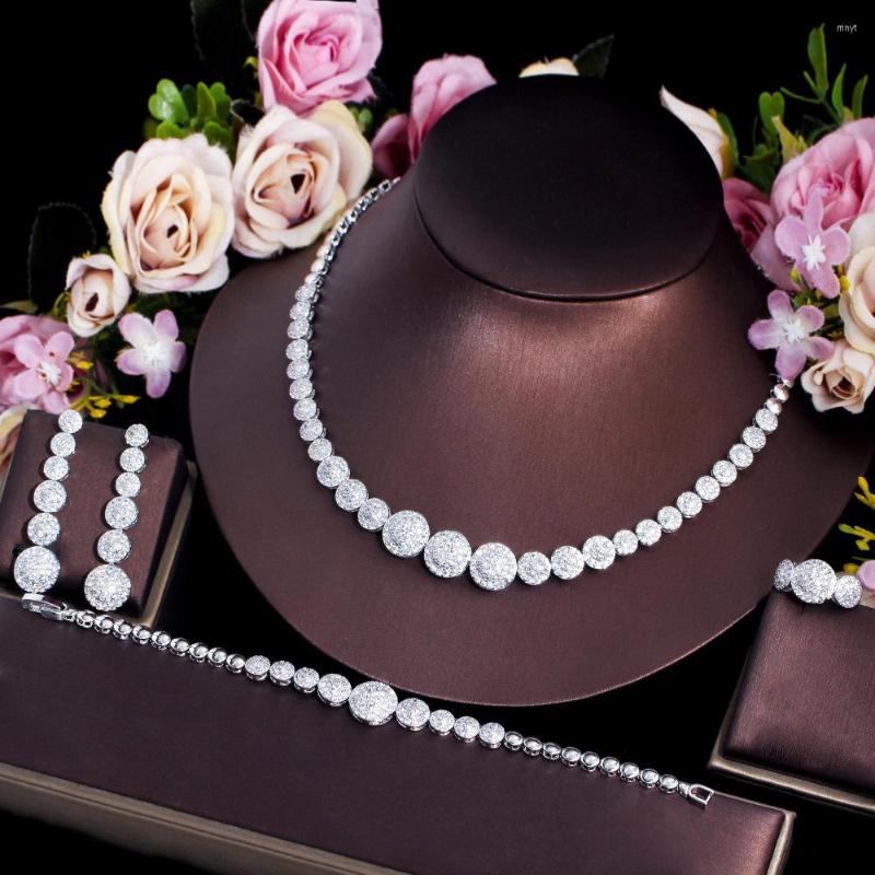 Necklace Earrings Set 4pcs Trendy Micro Pave Cubic Zirconia White Gold Color Round Wedding Bride Accessories, Picture shown
Necklace Earrings Set 4pcs Trendy Micro Pave Cubic Zirconia White Gold Color Round Wedding Bride Accessories, Picture shown