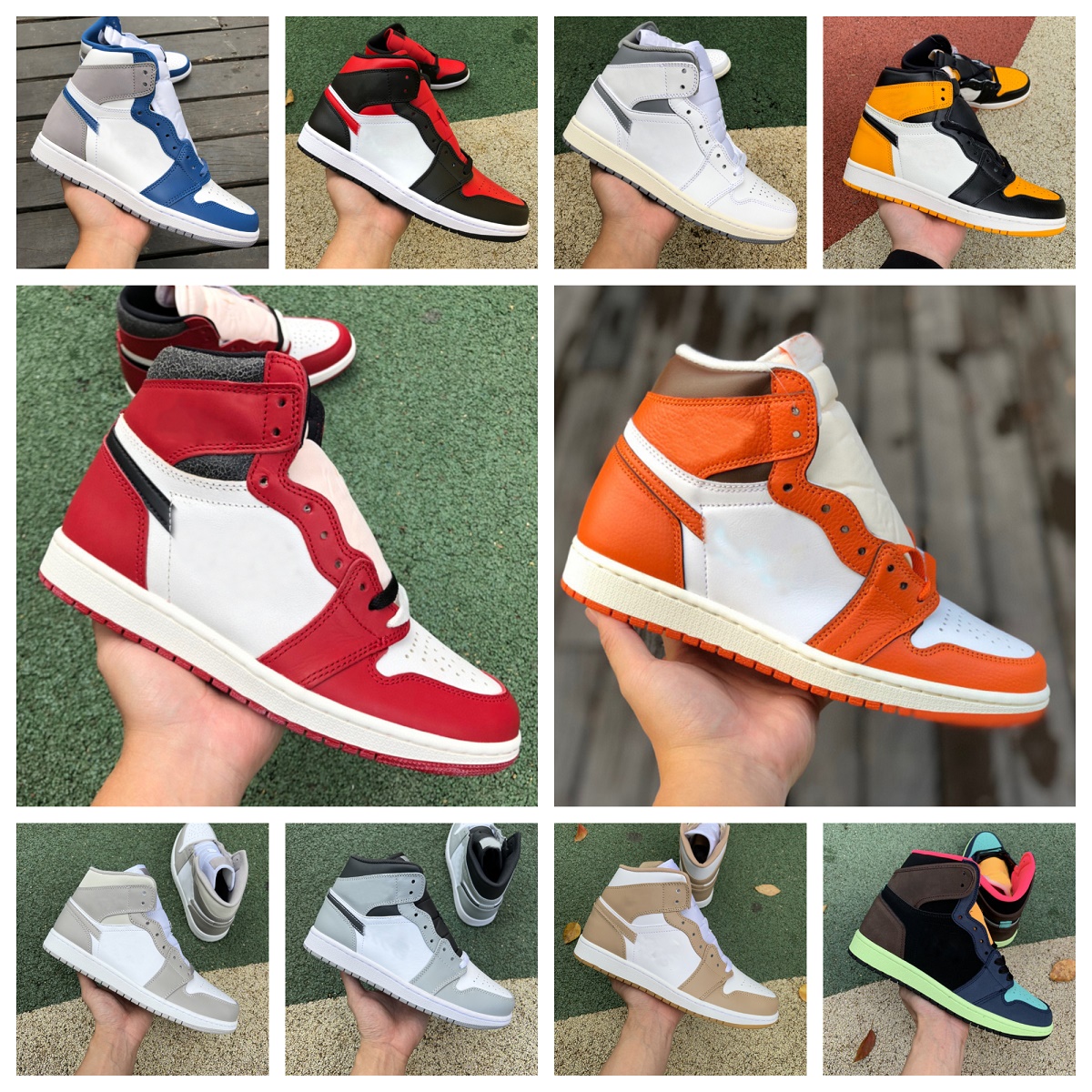 Jumpman 1 1s Retro High OG Basketball Shoes Mens Women Starfish Chicago Lost and Found Bleached Coral Light Smoke Grey Anthracite Hyper Royal Bred Patent Sneakers, Bubble package bag 
Jumpman 1 1s Retro High OG Basketball Shoes Mens Women Starfish Chicago Lost and Found Bleached Coral Light Smoke Grey Anthracite Hyper Royal Bred Patent Sneakers, Bubble package bag