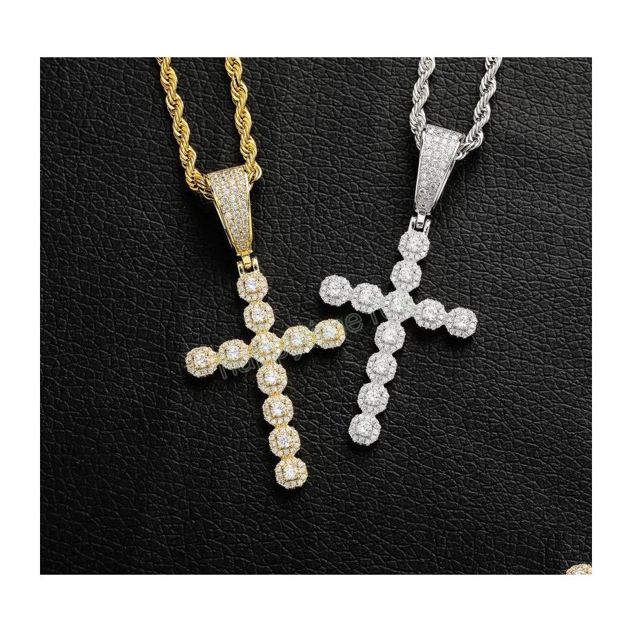 Pendant Necklaces Luxury Bling Zircon Cross Necklaces Fashion 18K Gold Rhodium Plated Copper Jesus Christ Men Women Hip Hop Drop Del Dhv6S
Pendant Necklaces Luxury Bling Zircon Cross Necklaces Fashion 18K Gold Rhodium Plated Copper Jesus Christ Men Women Hip Hop Drop Del Dhv6S