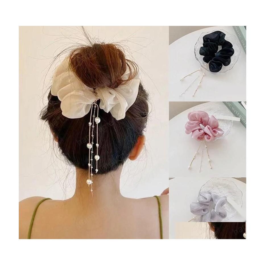 Hair Rubber Bands Tassel Pearl Silky Scrunchie Elastic Hair Bands Rubber Solid Color Rope Fashion Women Girls Accessory Drop Deliver Dhb0C
Hair Rubber Bands Tassel Pearl Silky Scrunchie Elastic Hair Bands Rubber Solid Color Rope Fashion Women Girls Accessory Drop Deliver Dhb0C