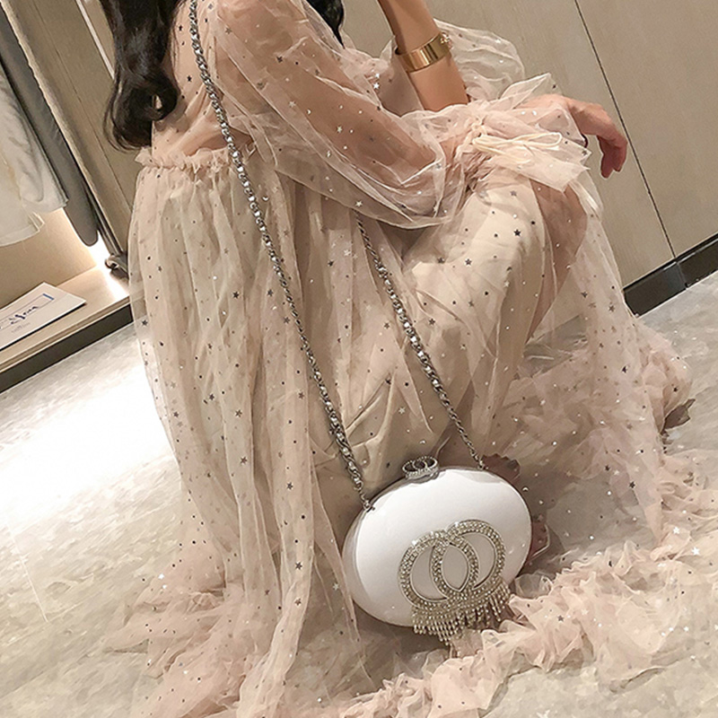 Classic Women Party Bag double-C Acrylic UFO Bag Pouch Box elegant Lady Evening bags Mobile Phone bag Shoulder Tote Chains Storage box with Diamond Fr