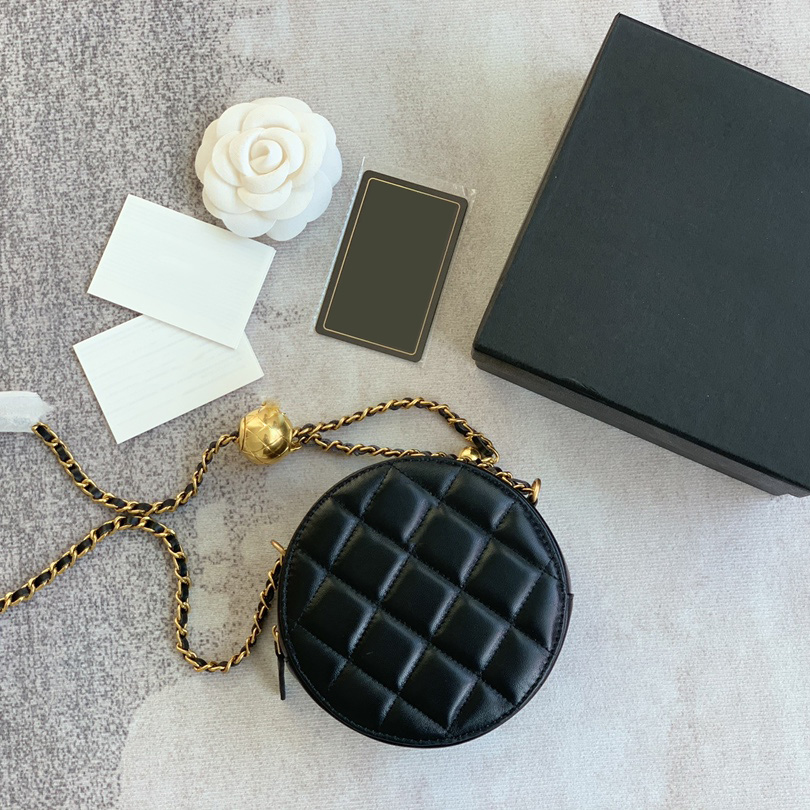 Womens Designer Round Lambskin Circle Vanity Bags With Gold Crush Ball Metal Hardware matelasse Chain Crossbody Shoulder Cosmetic Case Wait Bust Waist Purse 12cm, Box
Womens Designer Round Lambskin Circle Vanity Bags With Gold Crush Ball Metal Hardware matelasse Chain Crossbody Shoulder Cosmetic Case Wait Bust Waist Purse 12cm, Box