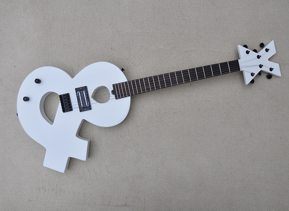 White Unusual Electric Guitar with Rosewood Fretboard 24 Frets Can be Customized
White Unusual Electric Guitar with Rosewood Fretboard 24 Frets Can be Customized