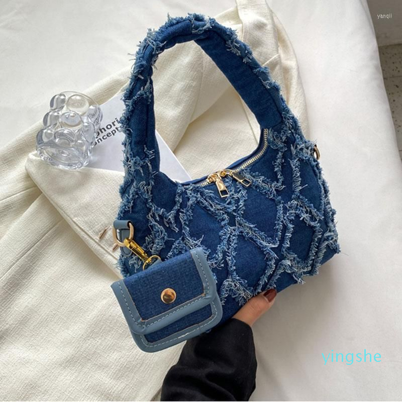 Evening Bags Small Denim Shoulder For Women Luxury Designer Handbag And Purse Female Casual Tote High Quality Armpit Bag Clutch, Blue 1
Evening Bags Small Denim Shoulder For Women Luxury Designer Handbag And Purse Female Casual Tote High Quality Armpit Bag Clutch, Blue 1