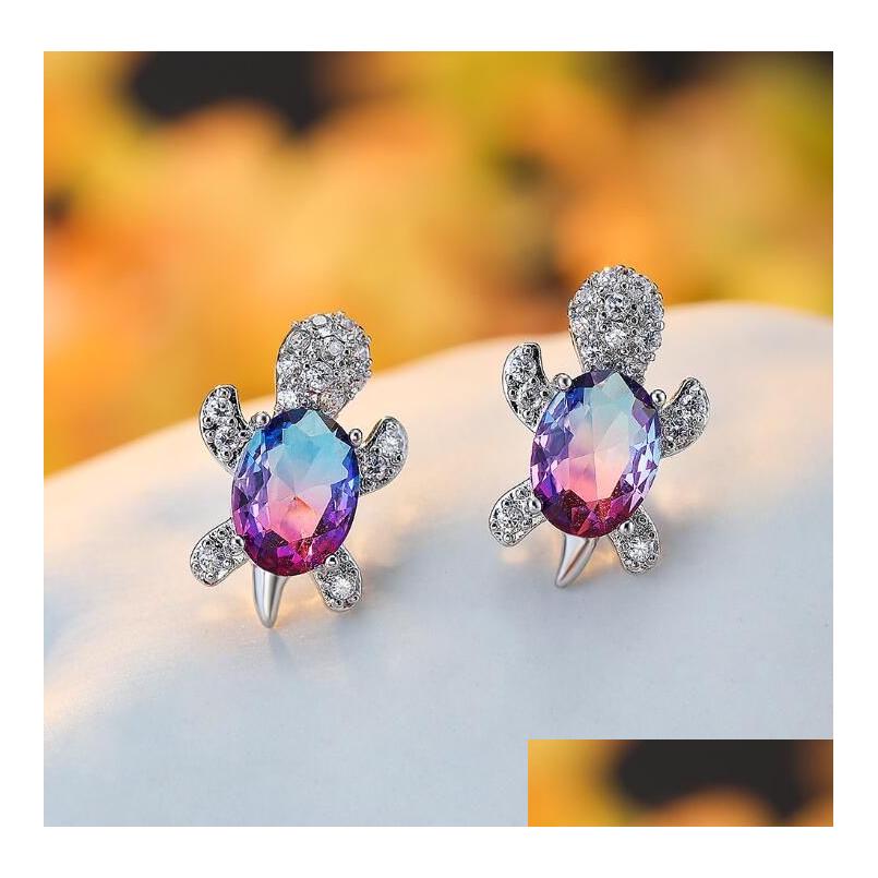 Stud Cute Design White Gold Plated Colorf Gemstone Stud Earring Copper Turtle Animal Earrings For Women Gift 16 Colors Drop Delivery Dhsc6
Stud Cute Design White Gold Plated Colorf Gemstone Stud Earring Copper Turtle Animal Earrings For Women Gift 16 Colors Drop Delivery Dhsc6