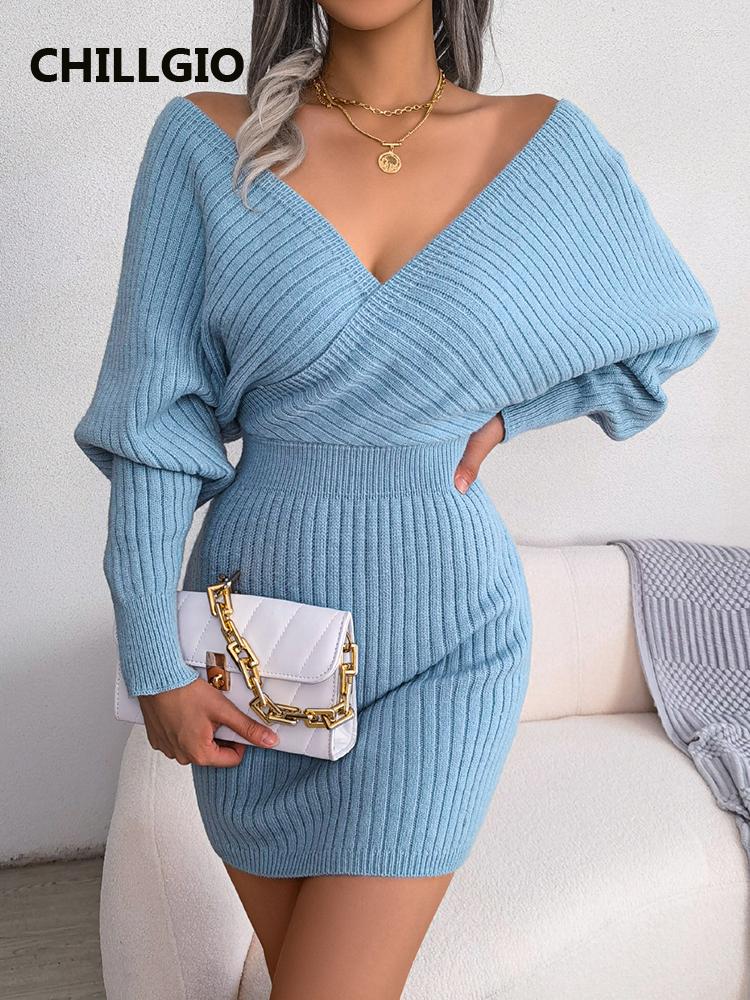 Casual Dresses CHILLGIO Women Bright Silk Knitting Dress Autumn Long Batwing Sleeve Slim Elastic Vestido Fashion Winter Knitted Sweater, Black
Casual Dresses CHILLGIO Women Bright Silk Knitting Dress Autumn Long Batwing Sleeve Slim Elastic Vestido Fashion Winter Knitted Sweater, Black