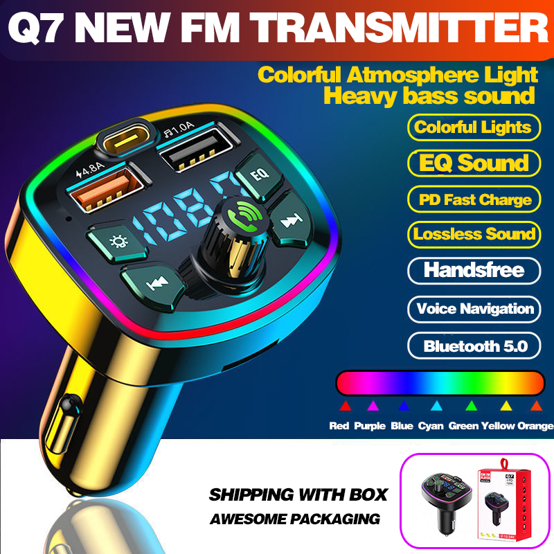 Car Bluetooth 5.0 Charger FM Transmitter PD 18W Type-C Dual USB 4.2A Colorful Ambient Light Cigarette lighter MP3 Music Player
Car Bluetooth 5.0 Charger FM Transmitter PD 18W Type-C Dual USB 4.2A Colorful Ambient Light Cigarette lighter MP3 Music Player