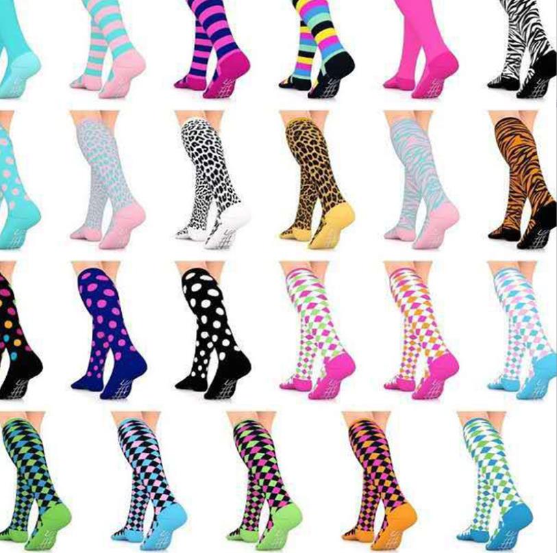 Men Compression Socks Women Cotton Knee Sock Running Athletic Circulation Recovery Travel Stockings Stretchy M L Various Fashion Patterns Leopard Prin