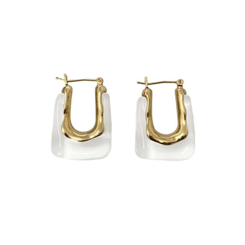New Trendy Transparent Resin Hoop Dangle Earrings for Women Girls Geometric Irregular Metal Acrylic Earring Party Jewelry