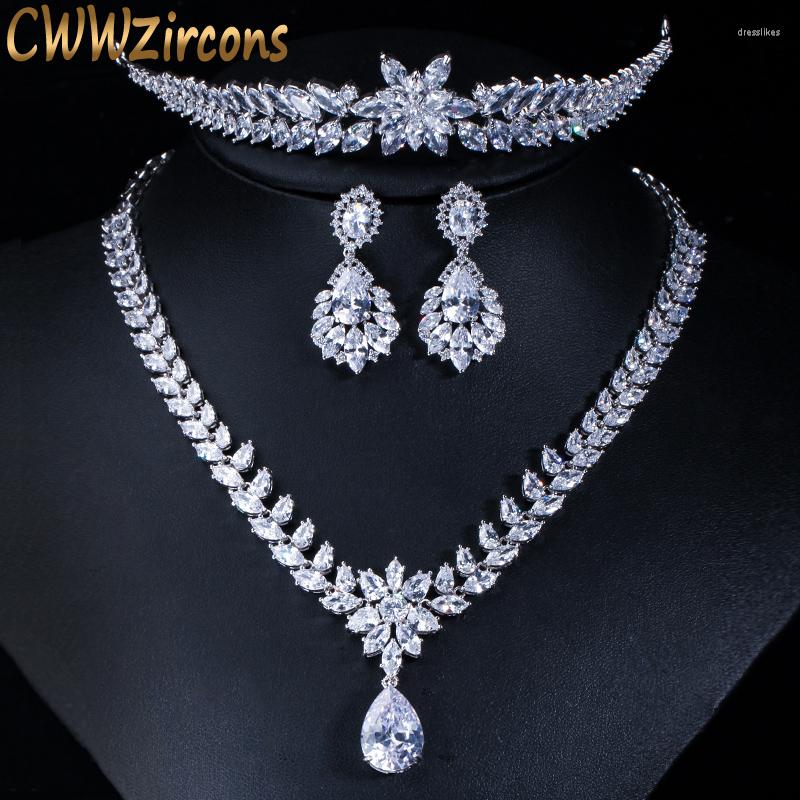 Hair Clips CWWZircons Luxury Wedding Party Jewelry Accessories Cubic Zirconia Bridal Necklace Earring Tiaras And Crowns Sets T148
Hair Clips CWWZircons Luxury Wedding Party Jewelry Accessories Cubic Zirconia Bridal Necklace Earring Tiaras And Crowns Sets T148