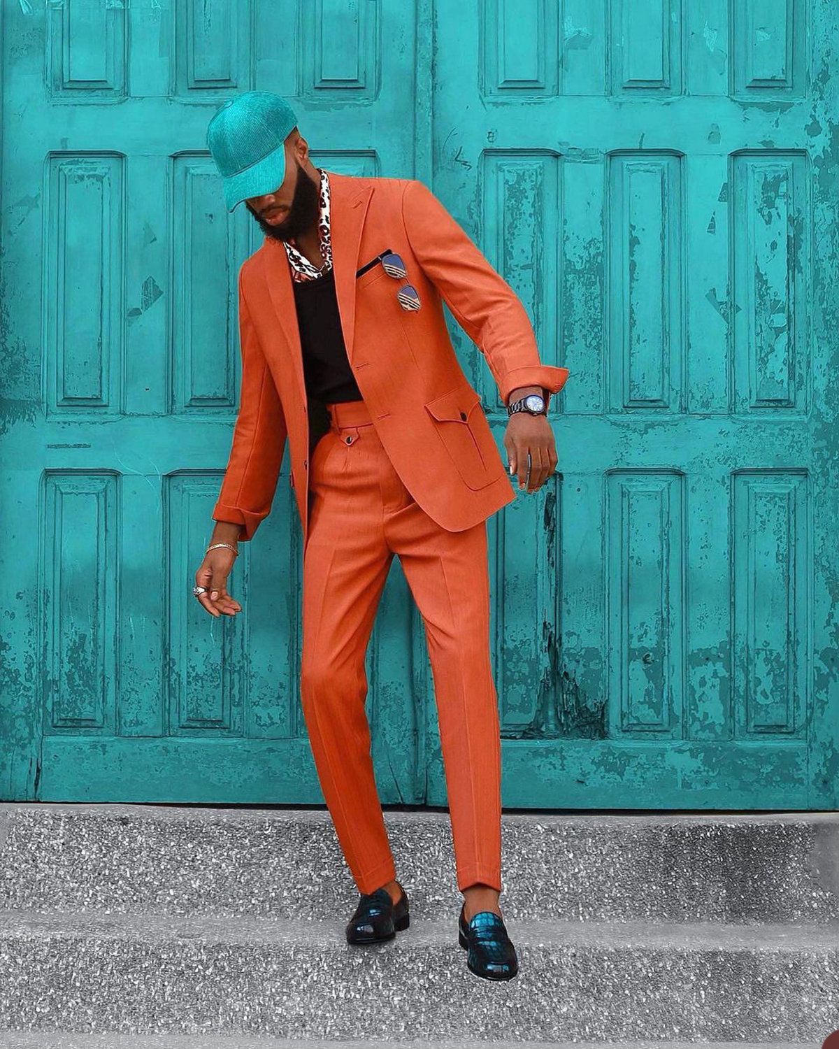 Bright Orange Men Tuxedos 2 Pieces Plus Size Custom Made Handsome Wedding Suits For Best Man Formal Wear