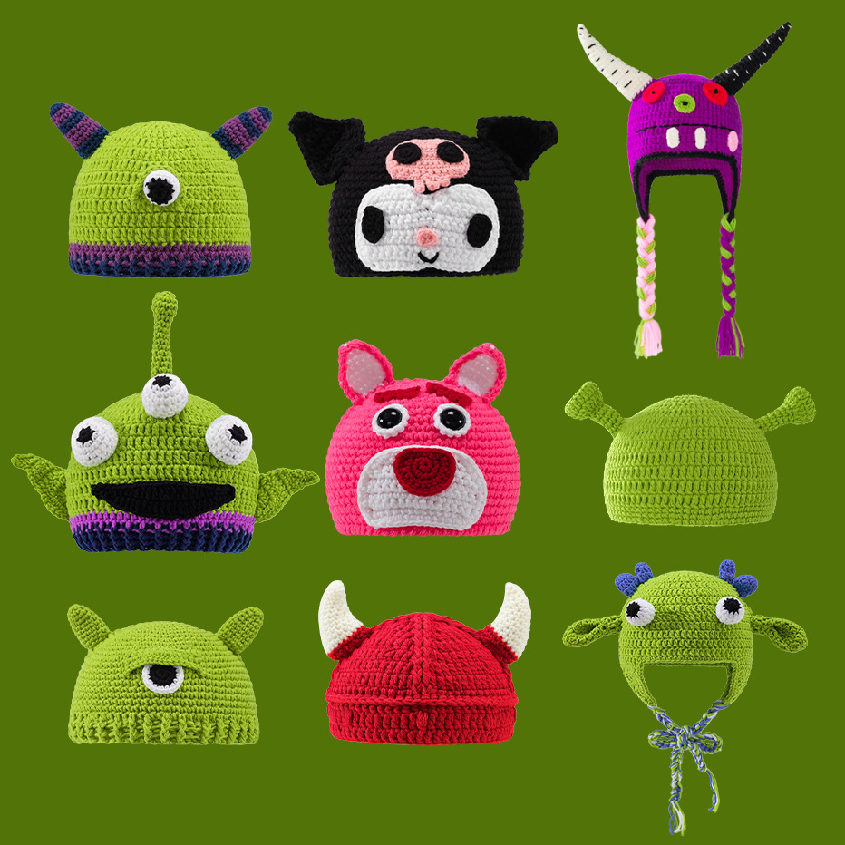 Hat Designer Creative Cute Warm Set Head Knitting Cold Cap Winter Weird Green Plankton Young With The Same Caps Monster Cartoon Hats, Multi-color 
Hat Designer Creative Cute Warm Set Head Knitting Cold Cap Winter Weird Green Plankton Young With The Same Caps Monster Cartoon Hats, Multi-color