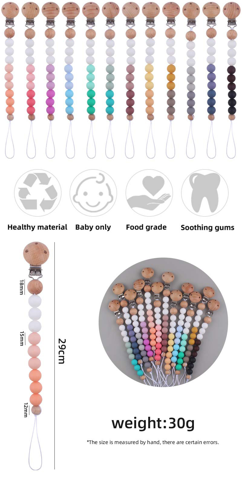 INS baby Safe Health Silicon Beads and Beach Soothers & Teethers Pure Handmade Weaving Teething Training Chain