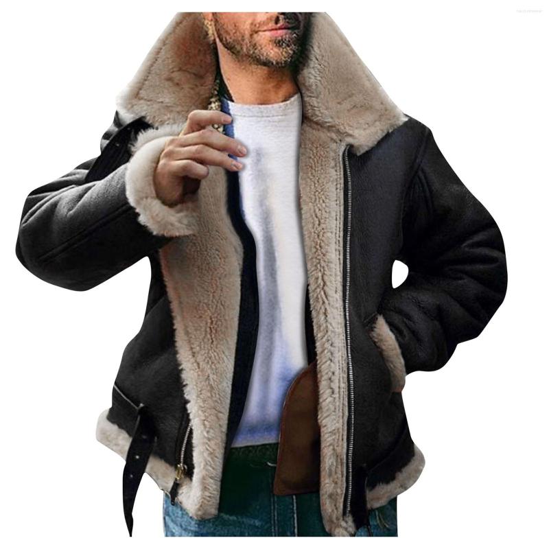 Faux-Fur Lapel Collar Long Sleeve Padded Jacket Plus Size Men Winter Leather Coat Vintage Thicken Coat Sheepskin Cashmere Jackets, Black
Faux-Fur Lapel Collar Long Sleeve Padded Jacket Plus Size Men Winter Leather Coat Vintage Thicken Coat Sheepskin Cashmere Jackets, Black