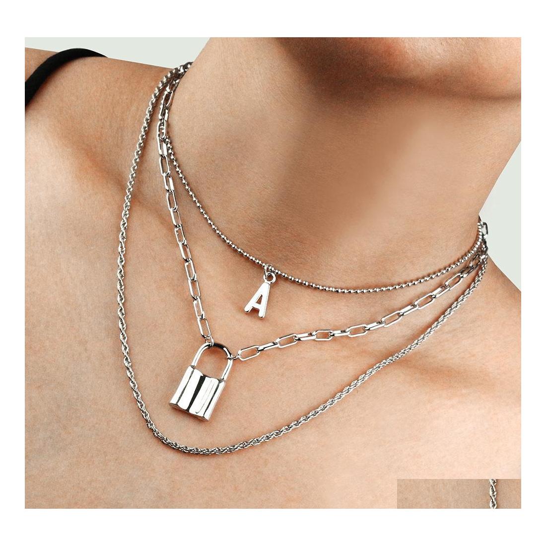 Pendant Necklaces Accessories Personality Trend Lock Shape Pendant Necklace Letter A Alloy Mtilayer Womenayer Female Drop Delivery J Dho8T
Pendant Necklaces Accessories Personality Trend Lock Shape Pendant Necklace Letter A Alloy Mtilayer Womenayer Female Drop Delivery J Dho8T