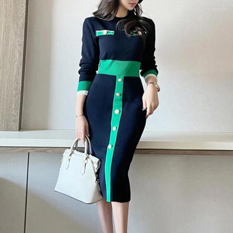 Casual Dresses Runway Fall Fashion Patchwork Ladies Stripe Sweet Elegant Long Sleeve Knitted Women's Dress Vestidos, Green
Casual Dresses Runway Fall Fashion Patchwork Ladies Stripe Sweet Elegant Long Sleeve Knitted Women's Dress Vestidos, Green