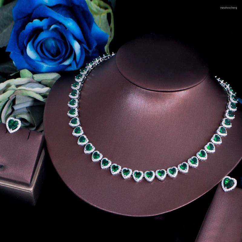 Wedding Jewelry Sets CWWZircons Romantic Luxury Love Heart Shape Green CZ Bridal Necklace For Banquet Costume Accessories T579
Wedding Jewelry Sets CWWZircons Romantic Luxury Love Heart Shape Green CZ Bridal Necklace For Banquet Costume Accessories T579