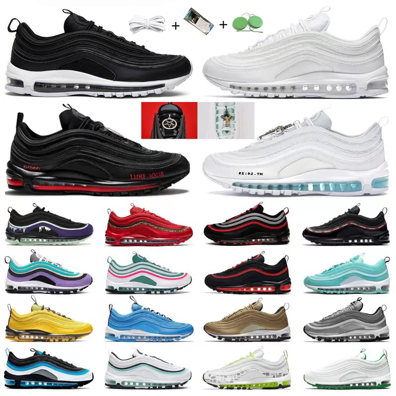 97 Running Shoes Men Women 97s Sean Wotherspoon Triple Black White Sail UNDEFEATED MSCHF x INRI Jesus MschfLil Nas x Satan Mens Trainers Outdoor Sports Sneakers, Color#5
97 Running Shoes Men Women 97s Sean Wotherspoon Triple Black White Sail UNDEFEATED MSCHF x INRI Jesus MschfLil Nas x Satan Mens Trainers Outdoor Sports Sneakers, Color#5