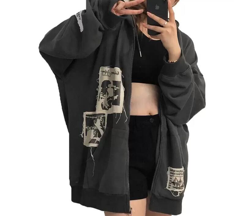 2023 Zip Up Hoodie Grunge Aesthetic Clothes Oversized Sweatshirt with Zipper Vintage Y2k Tops Kawaii Coat Spring Autumn Streetwear 220727, Gray
2023 Zip Up Hoodie Grunge Aesthetic Clothes Oversized Sweatshirt with Zipper Vintage Y2k Tops Kawaii Coat Spring Autumn Streetwear 220727, Gray