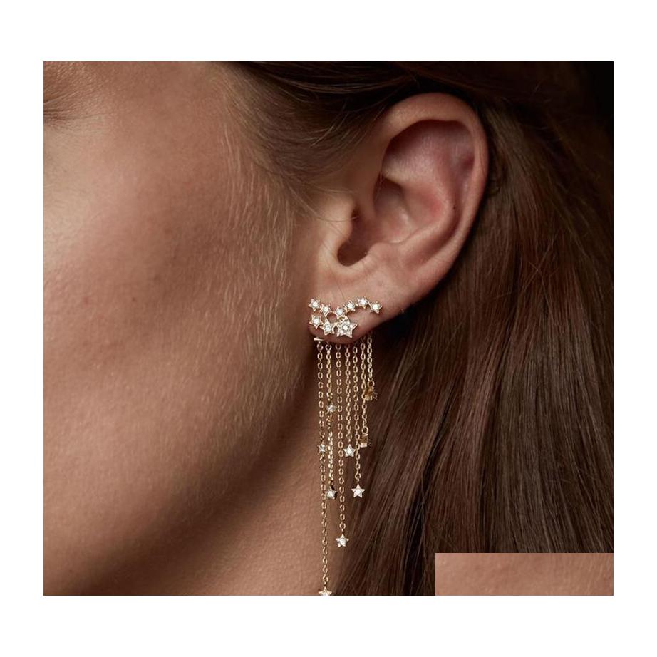 Stud Europe Fashion Jewelry Womens Shining Stars Tassels Dangle Stud Earrings Drop Delivery Dh6Vn
Stud Europe Fashion Jewelry Womens Shining Stars Tassels Dangle Stud Earrings Drop Delivery Dh6Vn