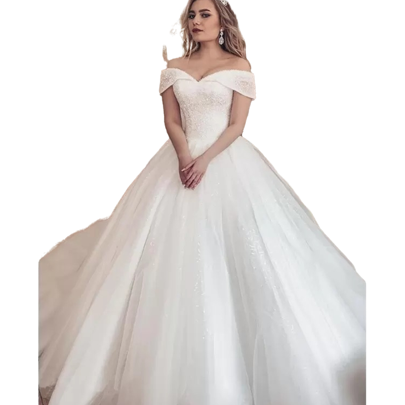 Sparkly Crystals Beaded Ball Gown Wedding Dresses Off The Shoulder Plus Size Wedding Gowns 2023 Vestidos de novia Luxury Brautkleid Robe Mariage